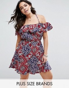 Платье с открытыми плечами и съемными бретельками NVME Plus - Мульти