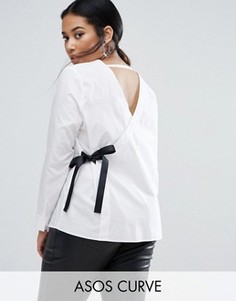 Рубашка с V-образным вырезом спереди и сзади ASOS CURVE - Белый