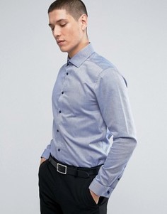 Строгая узкая рубашка из фактурной ткани Burton Menswear - Синий