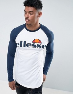 Обтягивающий лонгслив с большим логотипом Ellesse - Белый