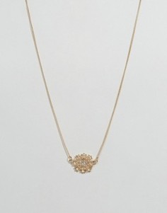 Ожерелье с цветочной подвеской из камней DesignB - Золотой
