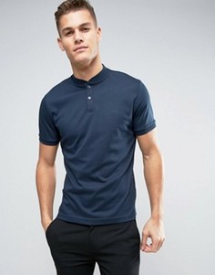 Трикотажная футболка-поло без воротника Calvin Klein - Темно-синий