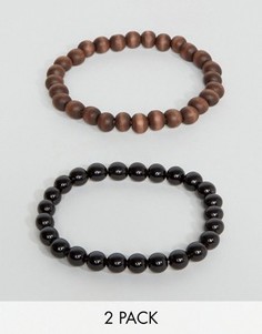 Набор браслетов из бусин (черный/коричневый) ASOS - Черный