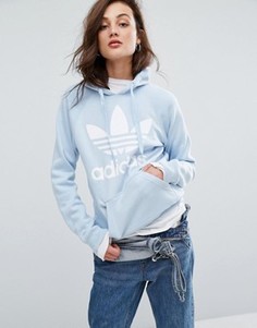 Синее худи бойфренда с логотипом-трилистником adidas Originals - Синий