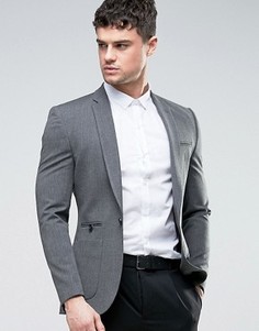 Темно-серый супероблегающий блейзер ASOS - Серый