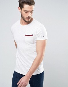Меланжевая футболка классического кроя с отделкой на кармане Tommy Hilfiger Falco - Белый