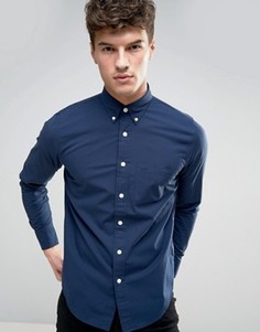 Темно-синяя обтягивающая рубашка из эластичного поплина Abercrombie & Fitch - Темно-синий