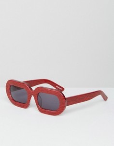 Солнцезащитные очки в красной мраморной оправе House of Holland Eggy - Красный