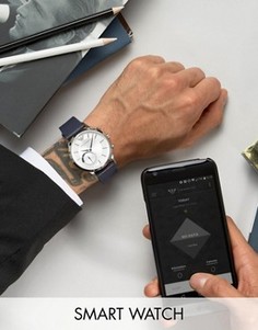 Смарт-часы с темно-синим кожаным ремешком Emporio Armani - Темно-синий