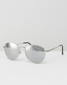 Круглые солнцезащитные очки с синими стеклами Black Phoenix - Серебряный