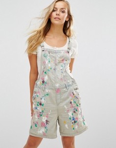 Джинсовый комбинезон с ручным рисунком Maison Scotch - Белый