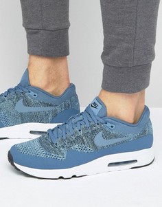 Голубые кроссовки с вязаным верхом Nike Air Max 1 Ultra 2.0 Flyknit 875942-400 - Синий