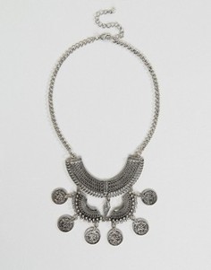 Броское ожерелье с кисточкой и монетками Nylon - Серебряный