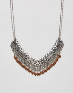Фестивальное ожерелье с отделкой в виде бахромы Nylon - Серебряный