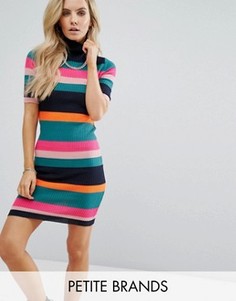 Трикотажное платье в рубчик и разноцветную полоску Noisy May Petite - Мульти