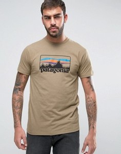 Меланжевая футболка цвета хаки с логотипом Patagonia 73 - Бежевый