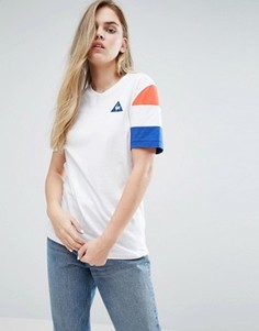 Футболка бойфренда с контрастной отделкой на рукаве Le Coq Sportif - Белый