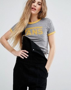 Серая классическая футболка с контрастной отделкой и логотипом Vans - Серый