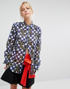 Рубашка в клетку Sportmax Code Gioire - Синий