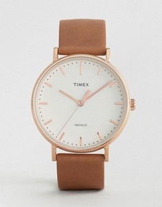Часы с кожаным ремешком 41 мм Timex Fairfield - Черный