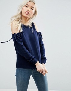Джемпер с добавлением кашемира и открытыми плечами ASOS - Темно-синий
