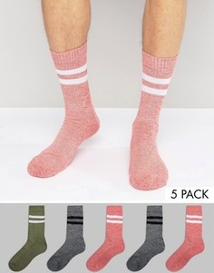 Набор из 5 пар меланжевых носков в спортивном стиле ASOS - Мульти