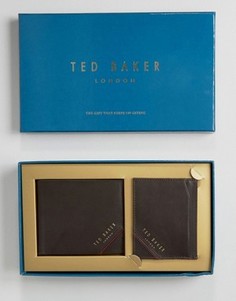 Подарочный набор из кожаных бумажника и кошелька для карт Ted Baker - Коричневый