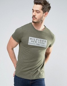 Зеленая меланжевая футболка классического кроя с логотипом Tommy Hilfiger - Зеленый