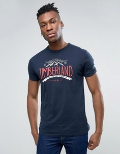 Темно-синяя узкая футболка с логотипом Timberland - Темно-синий