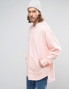 Супердлинный oversize-худи со ступенчатой кромкой ASOS - Розовый