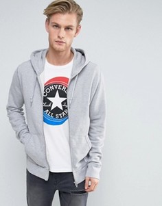 Худи серого цвета на молнии Converse Essentials Luxe 10000655-A07 - Серый