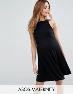 Свободное платье в рубчик ASOS Maternity - Черный