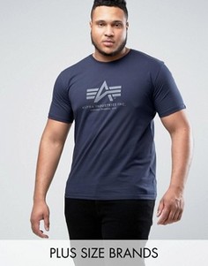Темно-синяя футболка классического кроя с логотипом Alpha Industries PLUS - Темно-синий