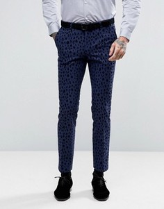 Супероблегающие брюки с леопардовым флоковым узором Noose & Monkey - Синий