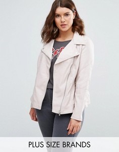 Байкерская куртка из искусственной кожи New Look Plus - Розовый