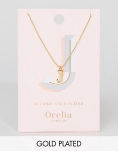 Позолоченное ожерелье с подвеской в виде буквы J Orelia - Золотой