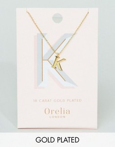 Позолоченное ожерелье с подвеской в виде буквы K Orelia - Золотой