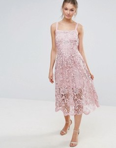 Кружевное платье с волнистым краем Bodyfrock - Розовый
