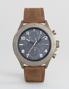 Часы с 1791343 хронографами и коричневым кожаным ремешком Tommy Hilfiger - Коричневый