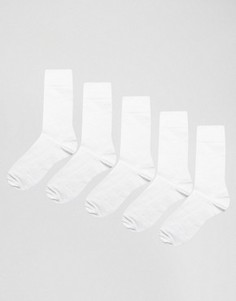Комплект из 5 пар белых носков ASOS - СКИДКА - Белый