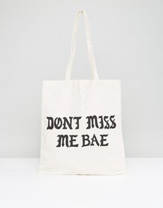 Холщовая сумка с принтом Dont Miss Me Bae Monki - Мульти