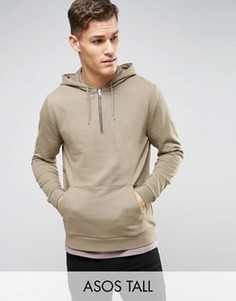 Худи с короткой молнией ASOS TALL - Бежевый
