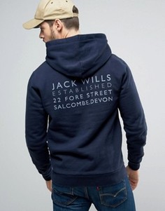 Худи темно-синего цвета с принтом на спине Jack Wills Batsford - Темно-синий