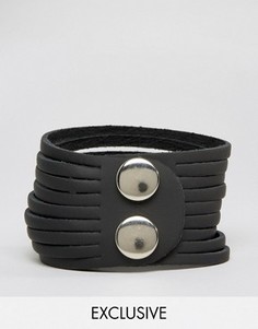 Черный кожаный браслет Reclaimed Vintage - Черный