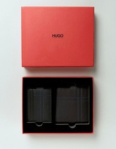 Черный кожаный бумажник HUGO by Hugo Boss - Подарочный набор - Черный