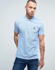 Голубое меланжевое поло классического кроя из пике с логотипом-орлом Lyle & Scott - Синий