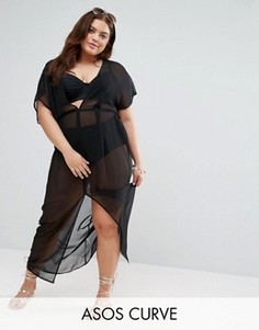 Шифоновая пляжная туника макси ASOS CURVE - Черный