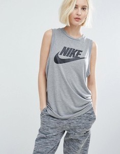 Серая обтягивающая майка Nike - Серый