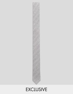 Галстук с решетчатой фактурой из ткани с добавлением льна Noak - Серый