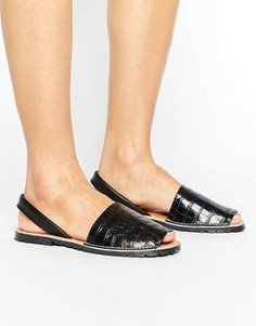Кожаные сандалии с отделкой под кожу крокодила Park Lane - Черный